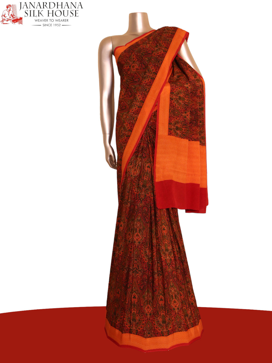 Exclusive Paisley Pure Crepe Silk Saree AJ205480