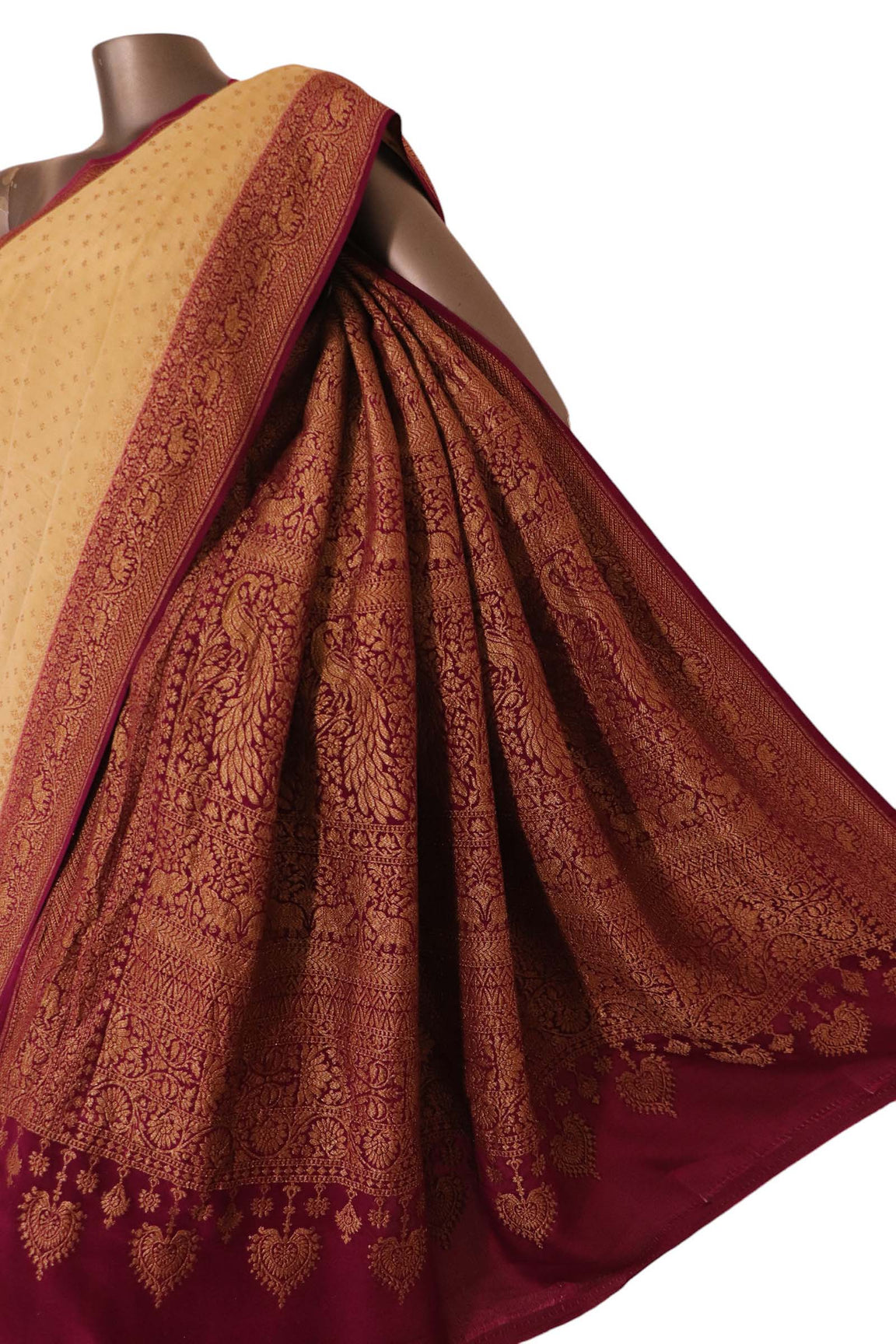 Pure Handloom Zari Butta Banarasi Crepe Silk Saree AK206089