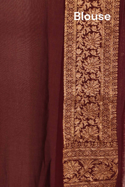 Pure Handloom Zari Butta Banarasi Georgette Silk Saree AK206080