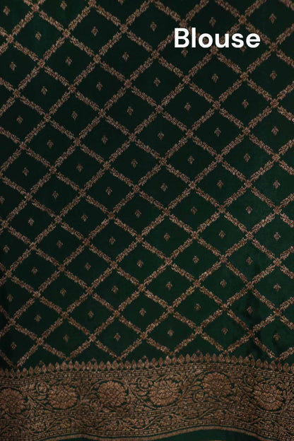 Pure Handloom Zari Butta Banarasi Crepe Silk Saree AL212242