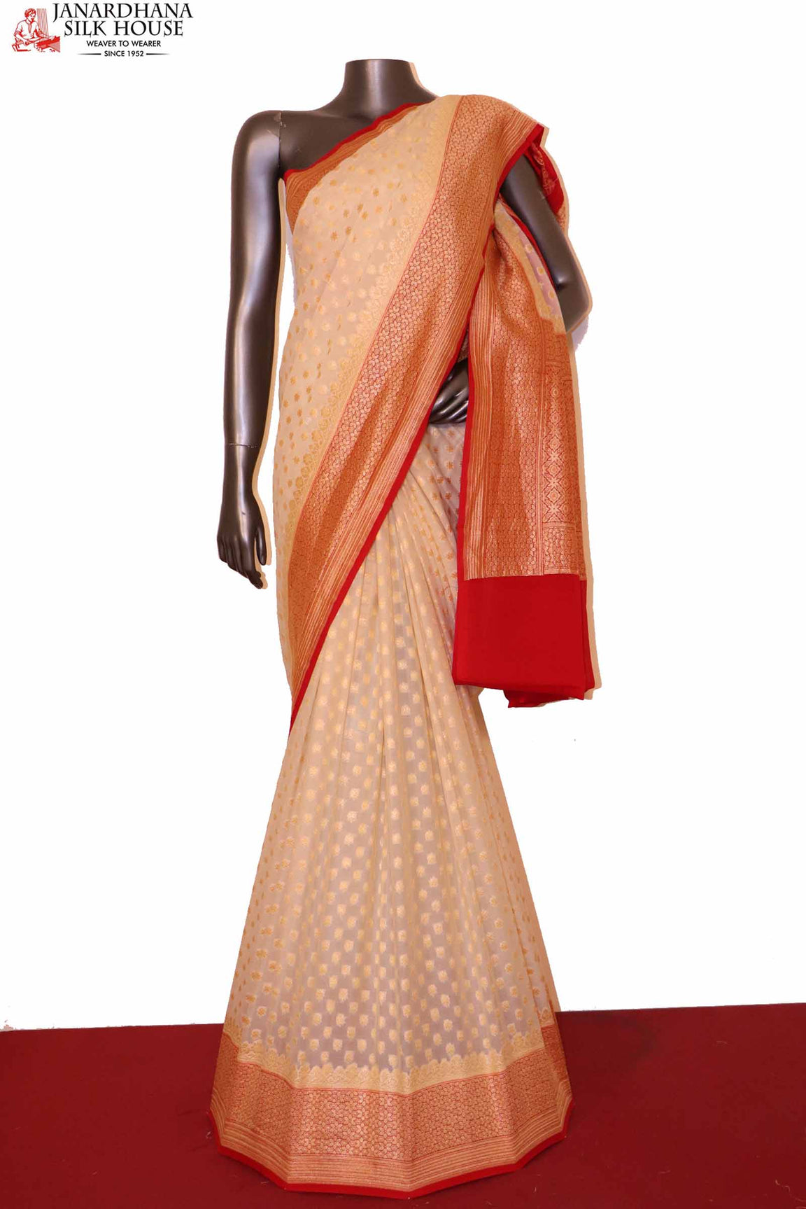 Exclusive Butta Contrast Banarasi Georgette Silk Saree AH202721