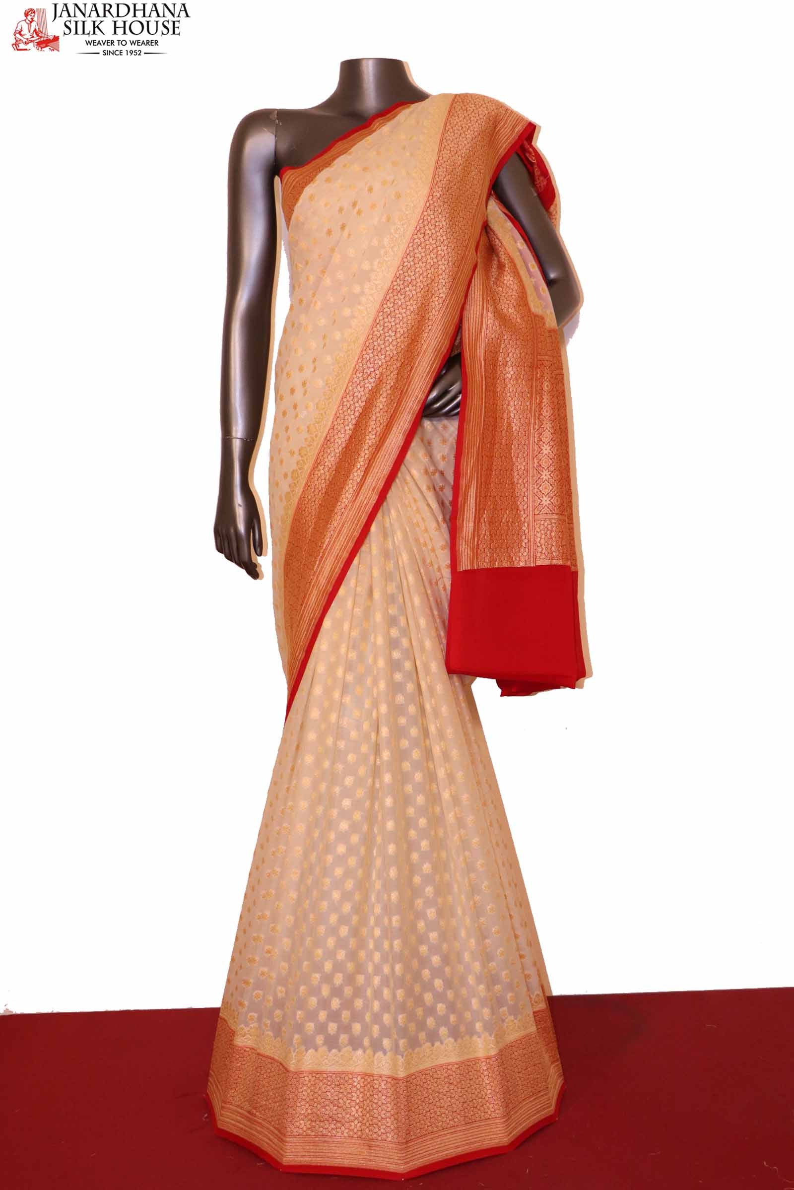 Exclusive Butta Contrast Banarasi Georgette Silk Saree AH202721