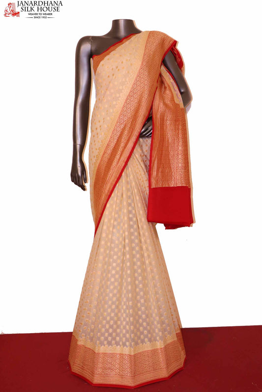 Exclusive Butta Contrast Banarasi Georgette Silk Saree AH202721
