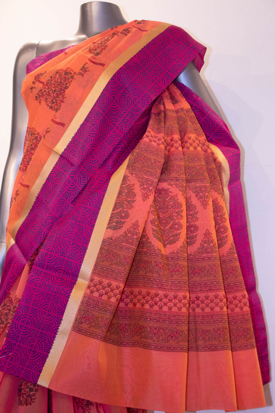 Printed Pure Cotton Saree AE203888
