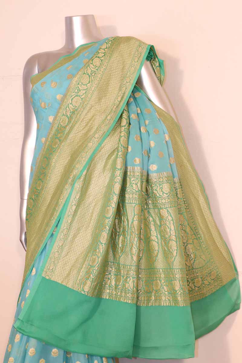 Exclusive Butta Contrast Banarasi Georgette Silk Saree  AG211044