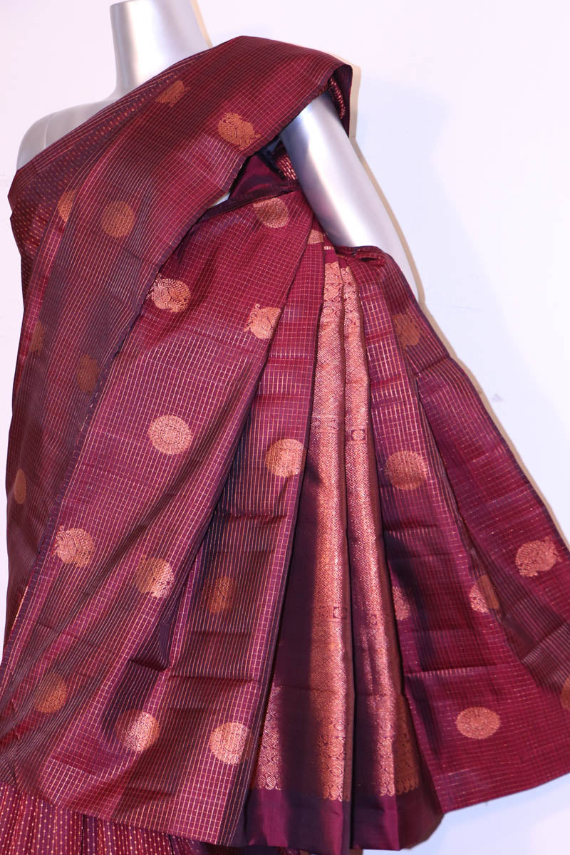 designer copper kanjeevaram silk saree ai203882