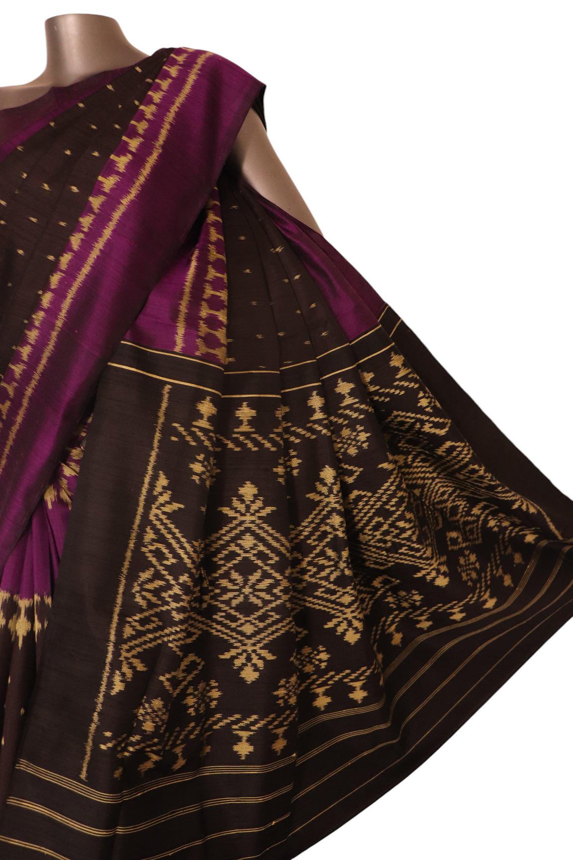 Pure Handloom Patola Ikat Silk Saree-Slubs Weave AK210639