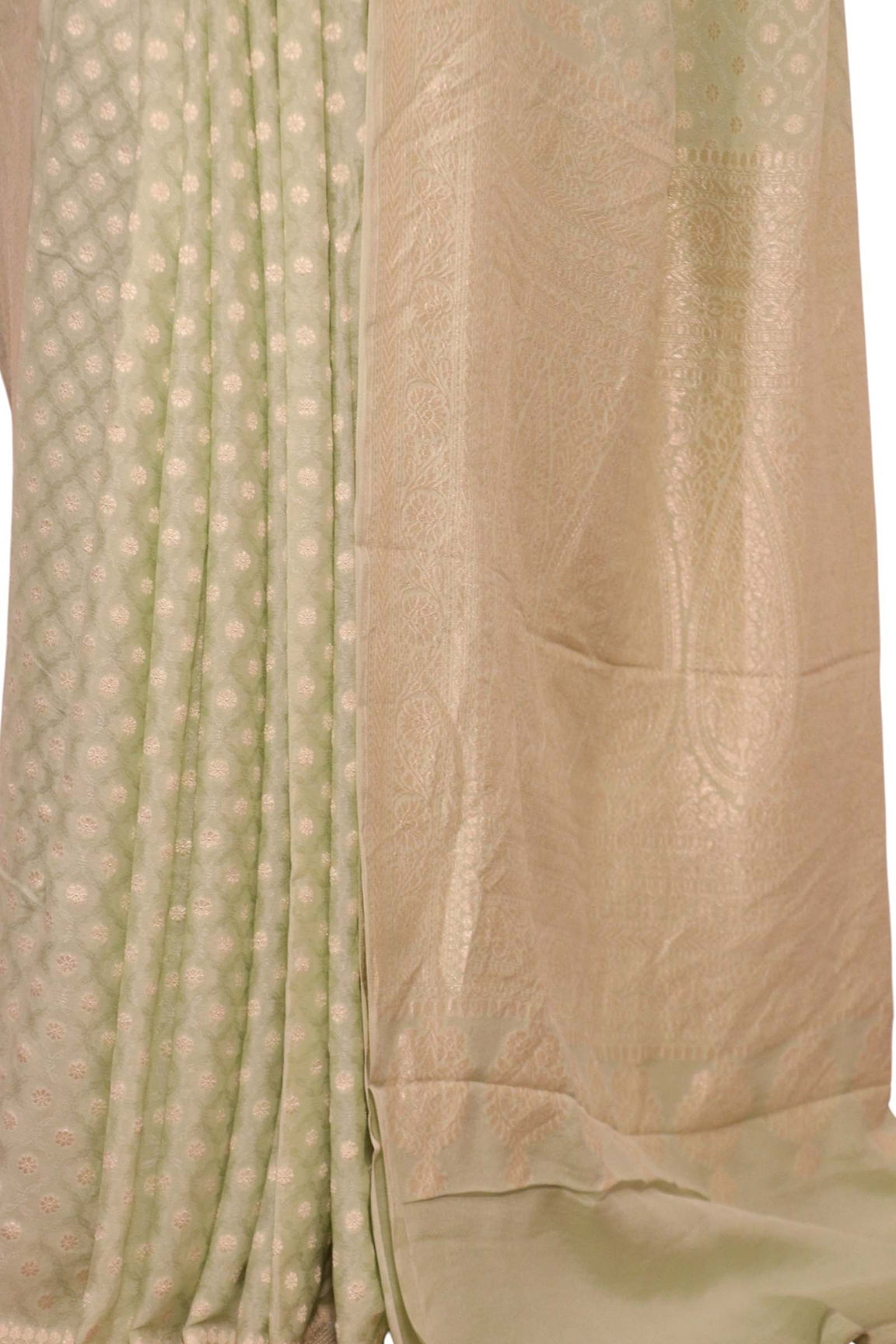 Pure Handloom Zari Butta Banarasi Crepe Silk Saree AL206650