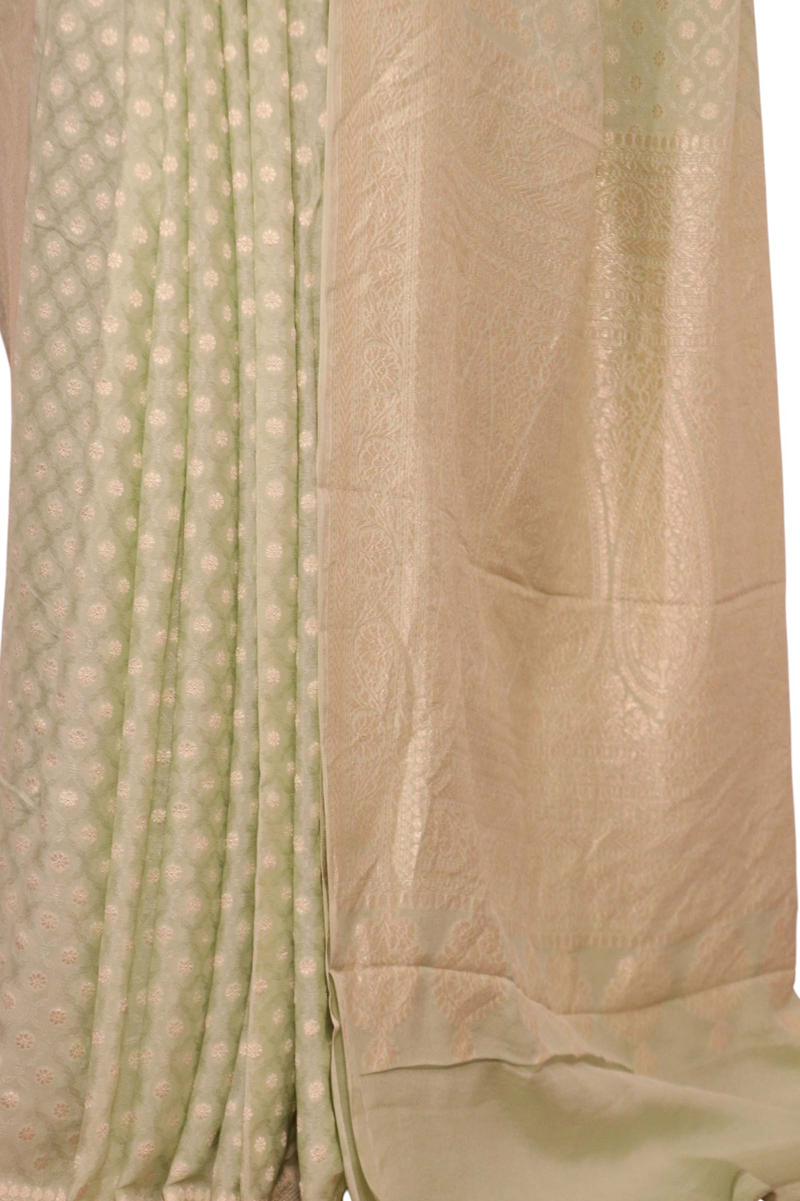 Pure Handloom Zari Butta Banarasi Crepe Silk Saree AL206650