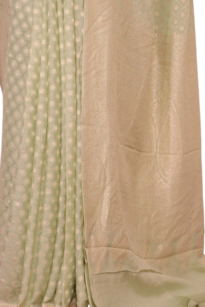 Pure Handloom Zari Butta Banarasi Crepe Silk Saree AL206650