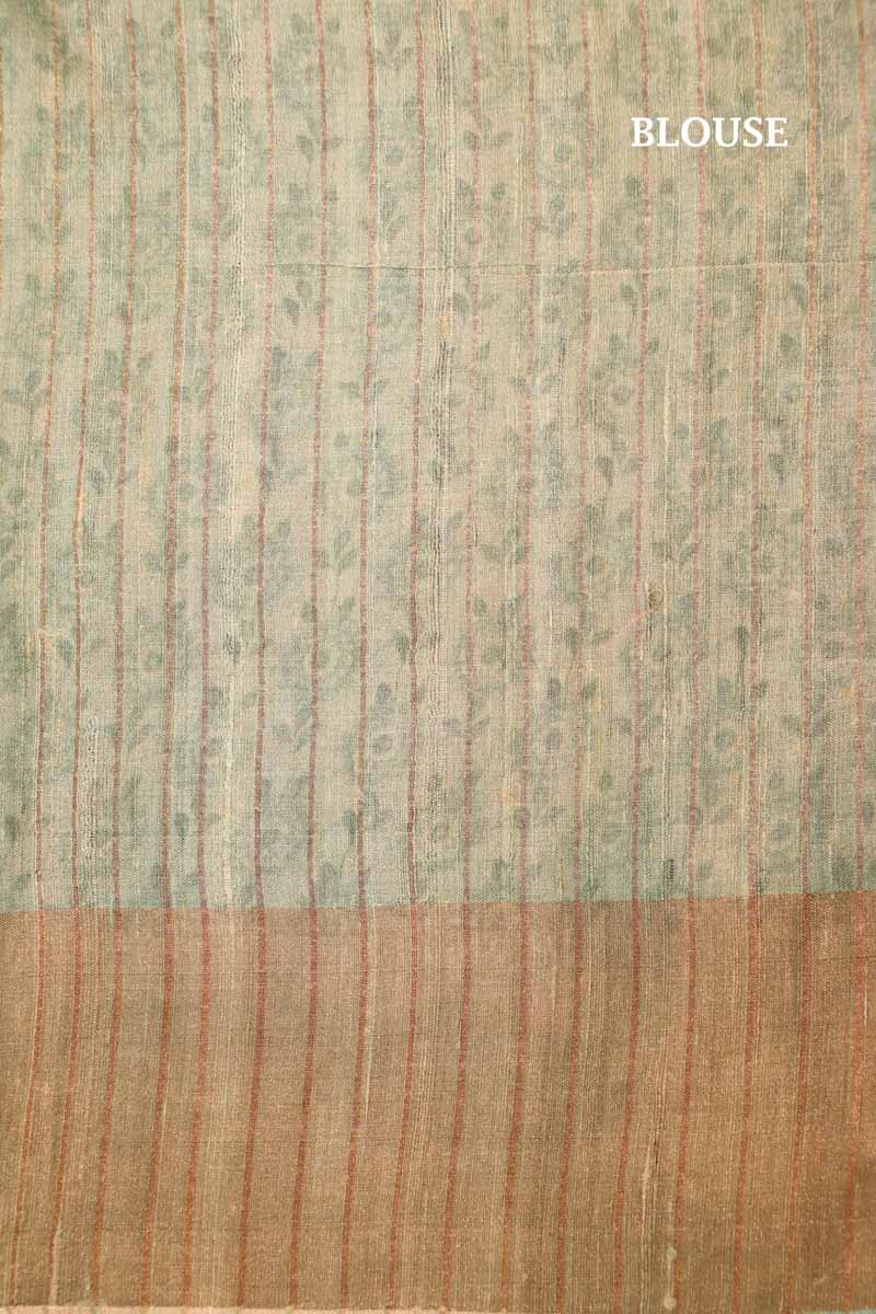 Handloom Printed Tussar Silk Saree AI209163