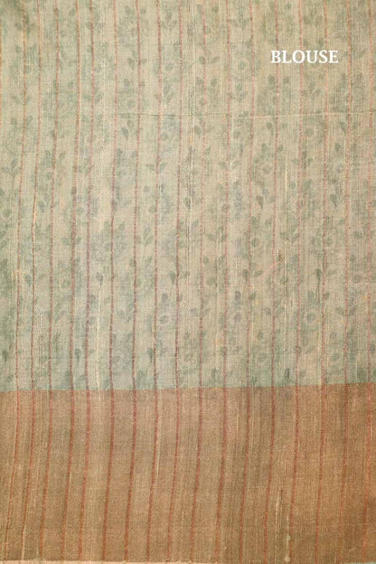 Handloom Printed Tussar Silk Saree AI209163