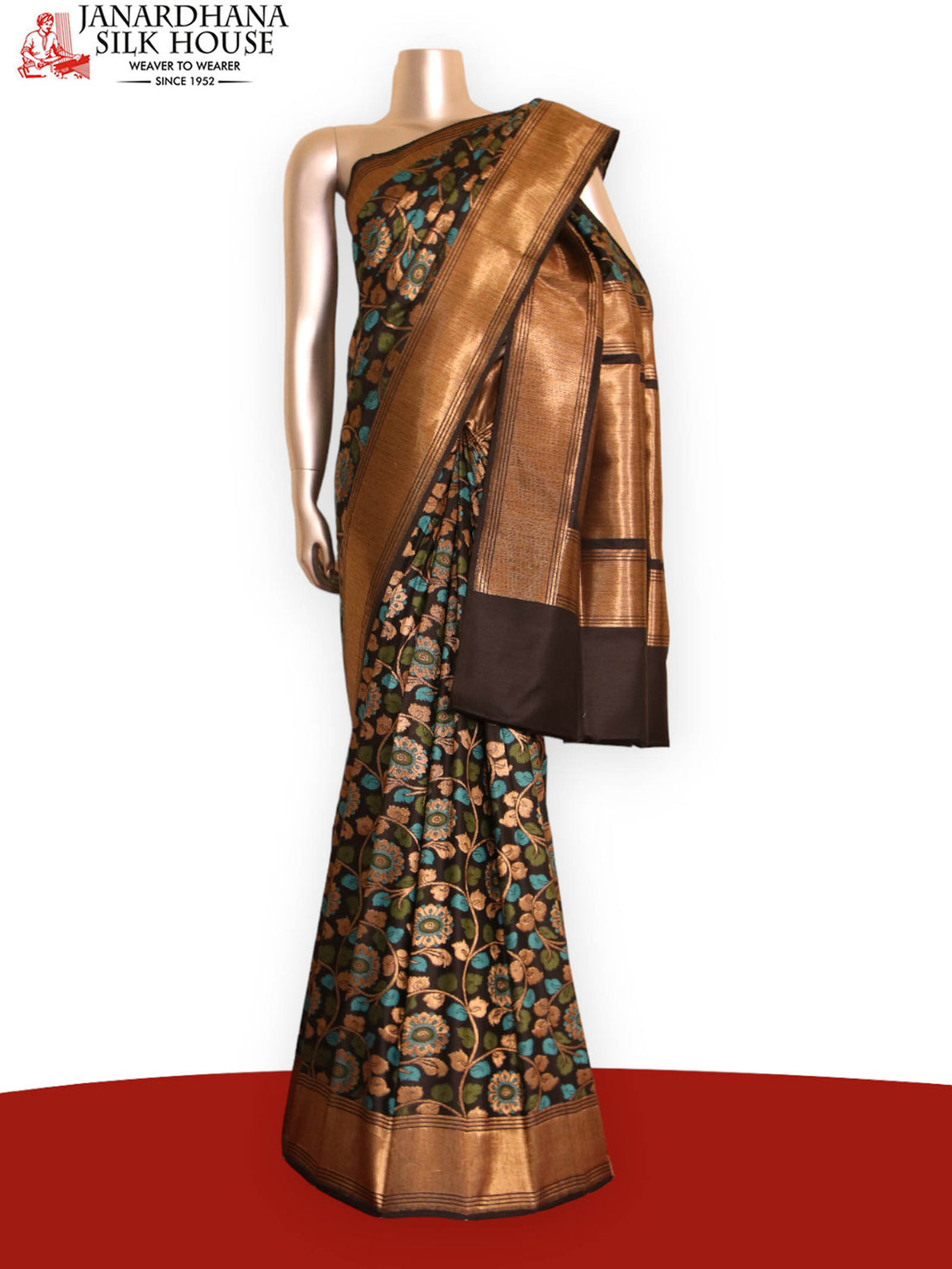Designer Floral Handloom Tussar Silk Saree AJ202652
