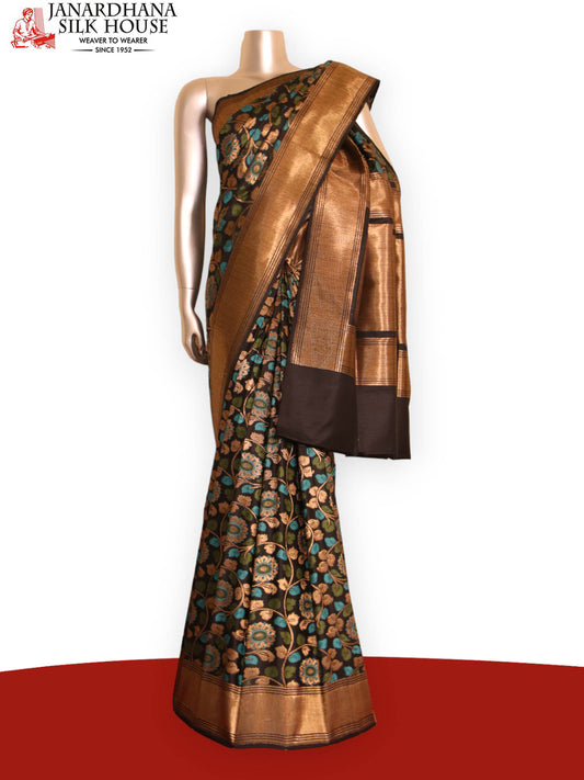 Designer Floral Handloom Tussar Silk Saree AJ202652