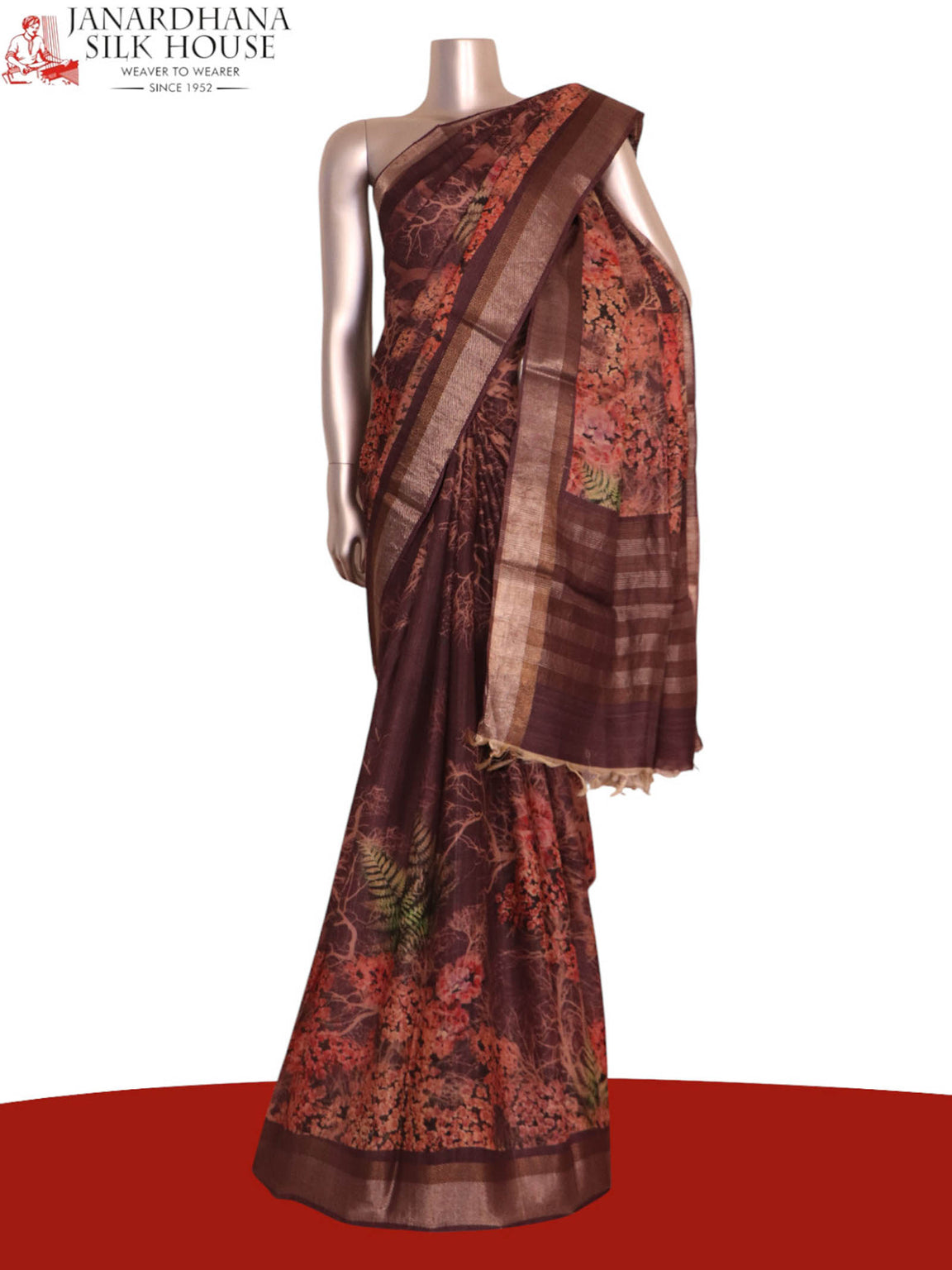 Pure Floral Tussar Silk Saree AK210625