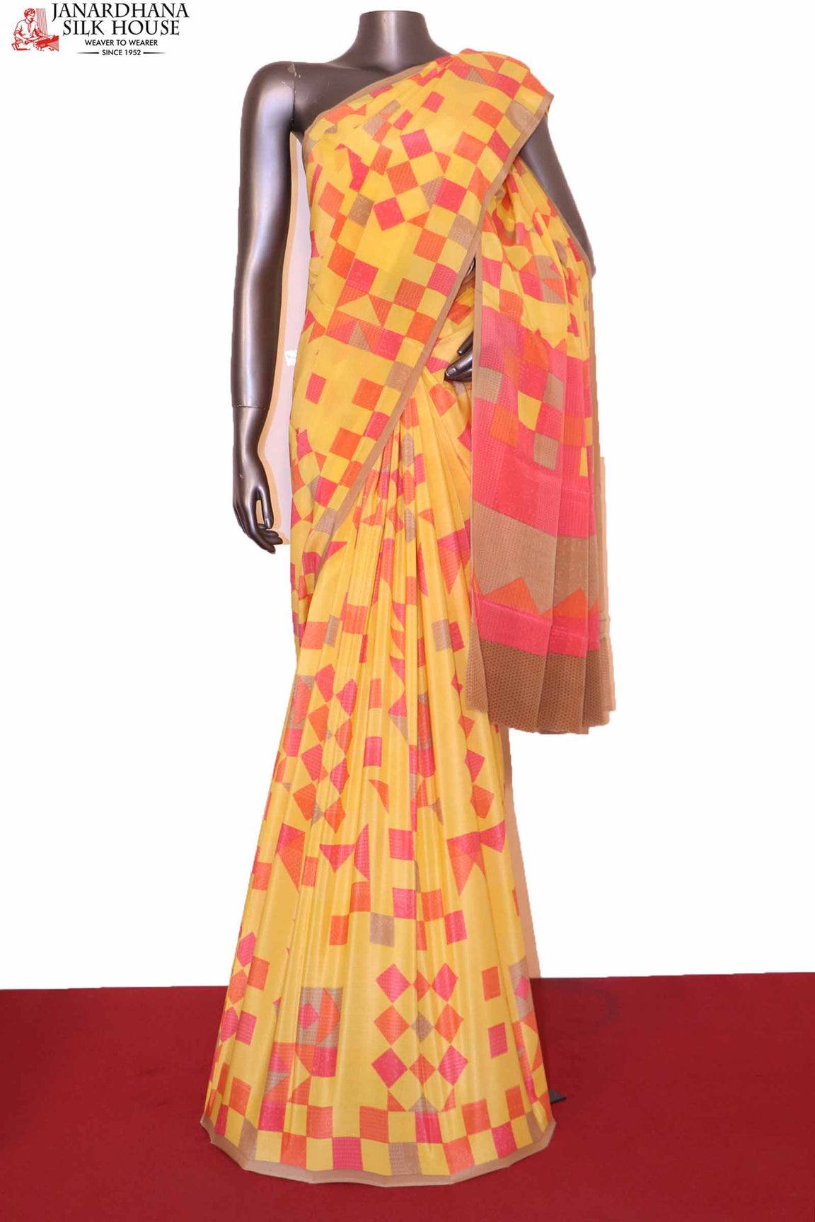 yellow crepe silk saree AI202165