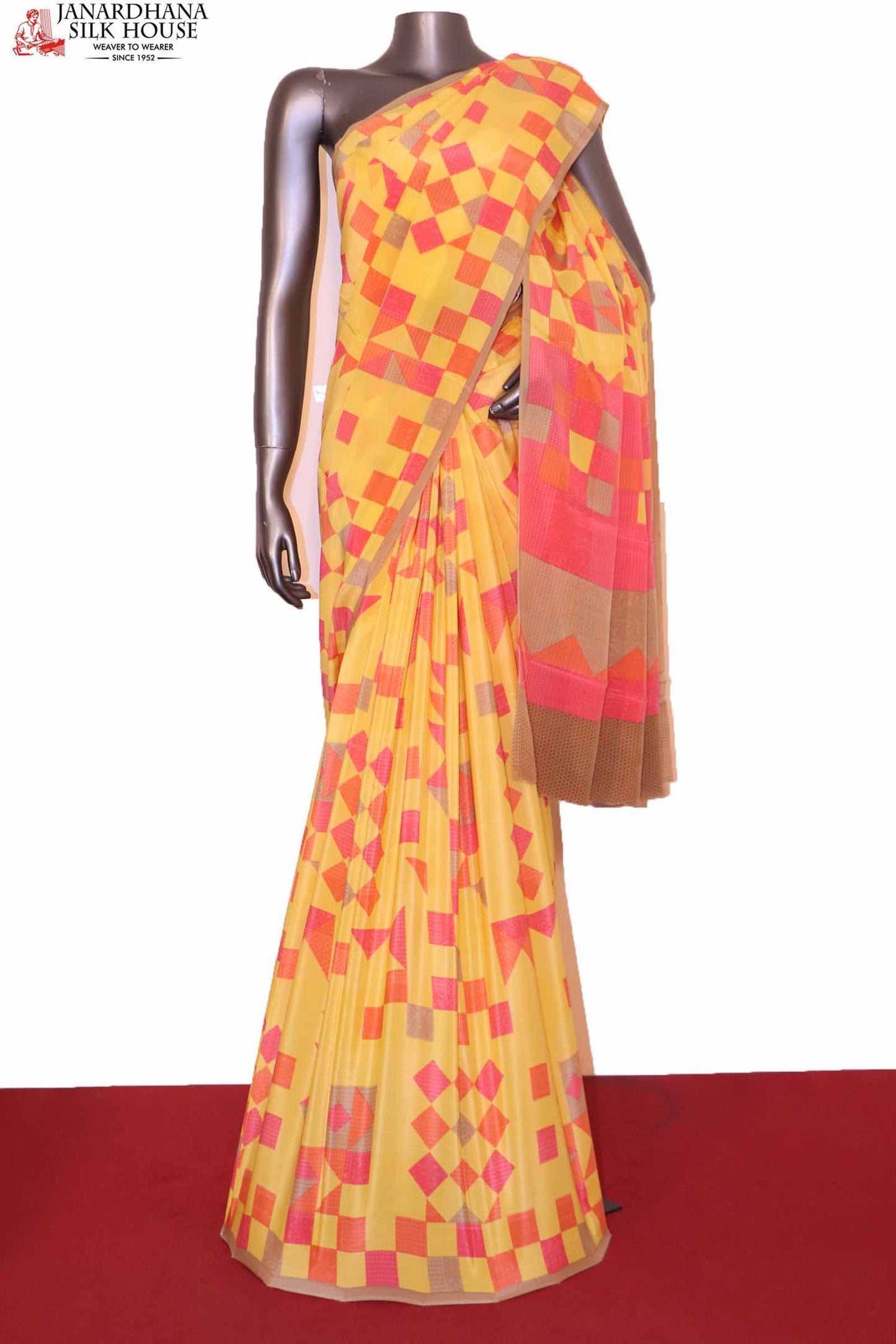 yellow crepe silk saree ai202165