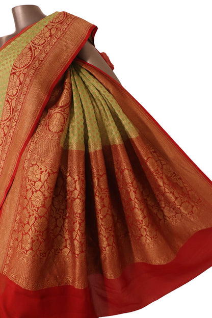 Handloom Contrast Banarasi Georgette Silk Saree AK201163