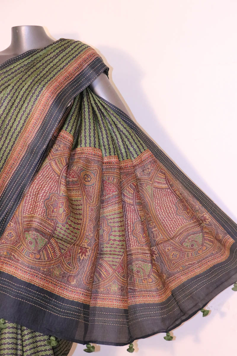 Madhubani Exclusive Pure Tussar Silk Saree AI208597