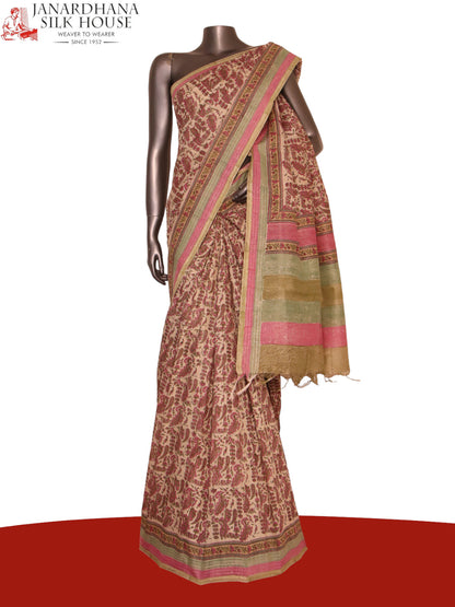 Pure Floral Tussar Silk Saree AJ205593
