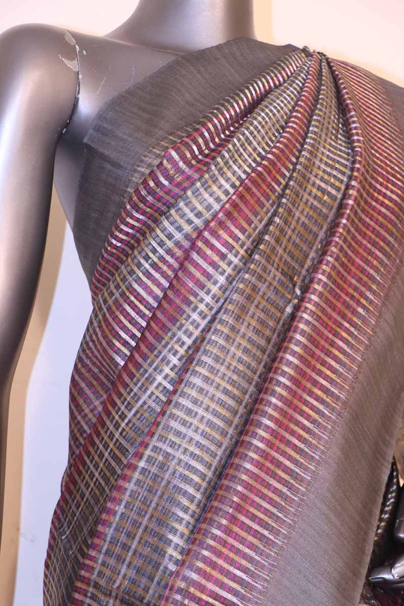 Handloom Printed Tussar Silk Saree AI209182