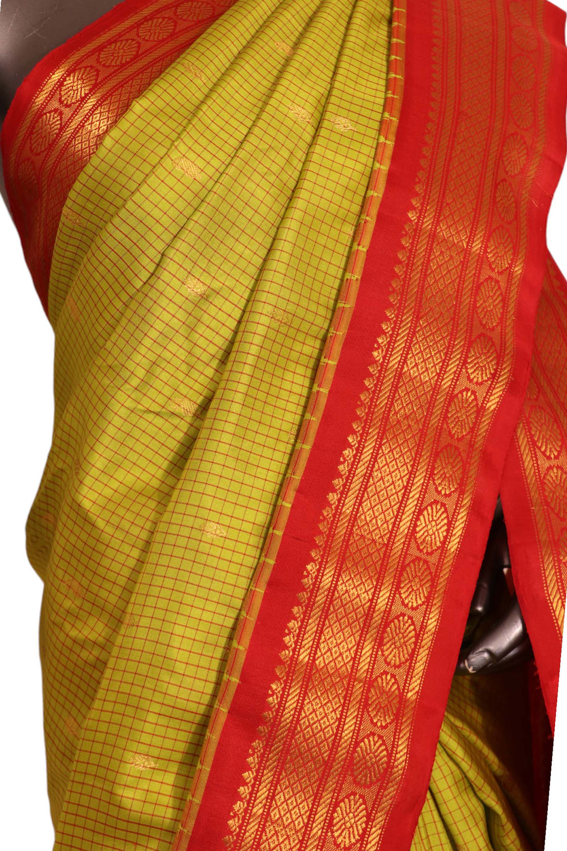 Traditional Temple Handloom Gadwal Silk Cotton Saree AK212003