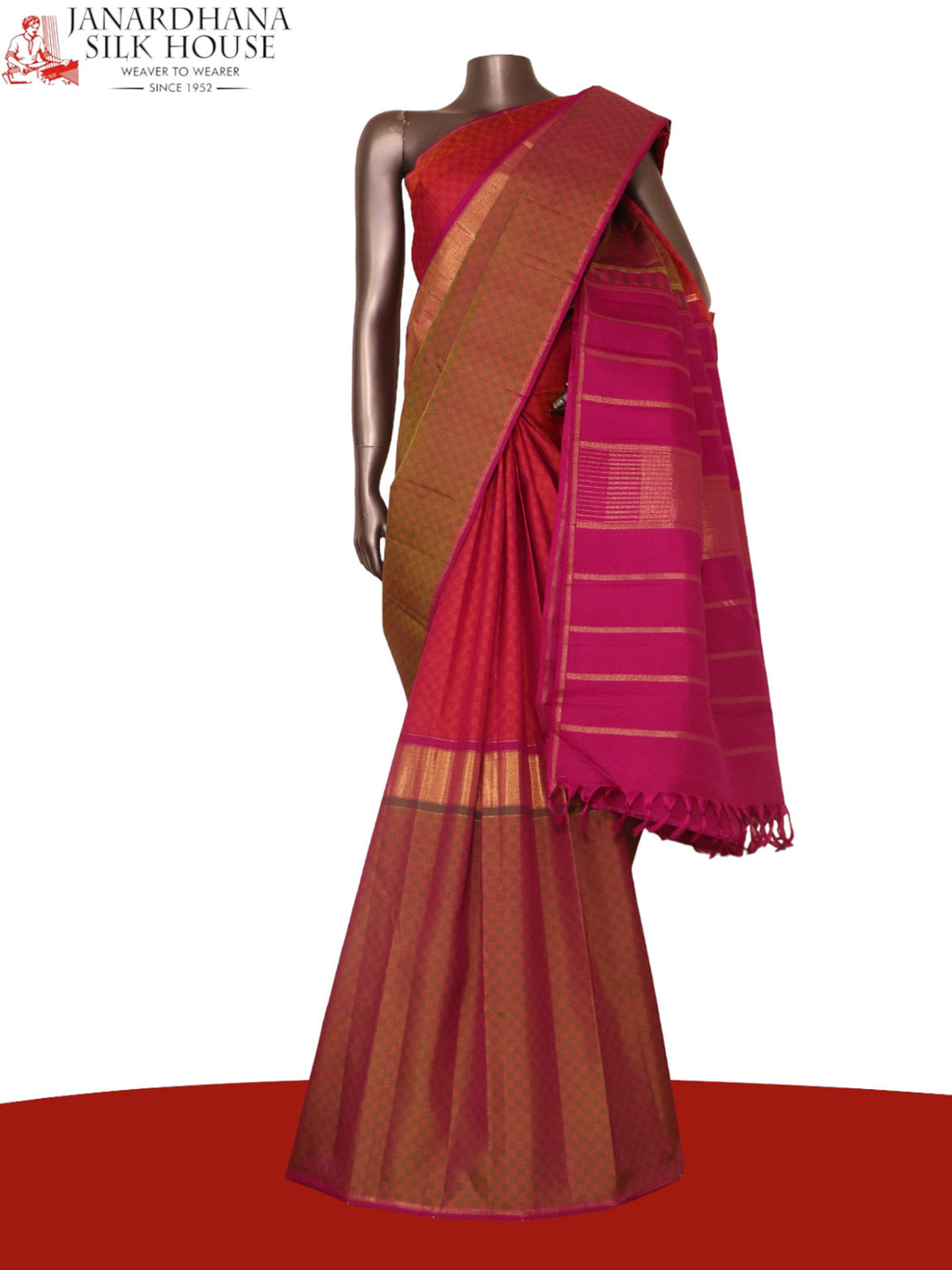 Half And Half Handloom Kanjeevaram Silk Saree AK201629