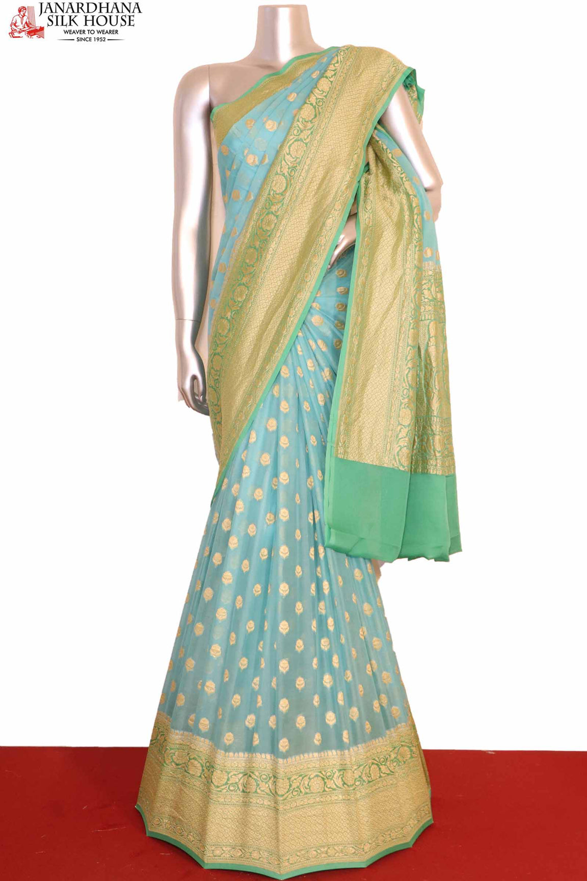 Exclusive Butta Contrast Banarasi Georgette Silk Saree  AG211044