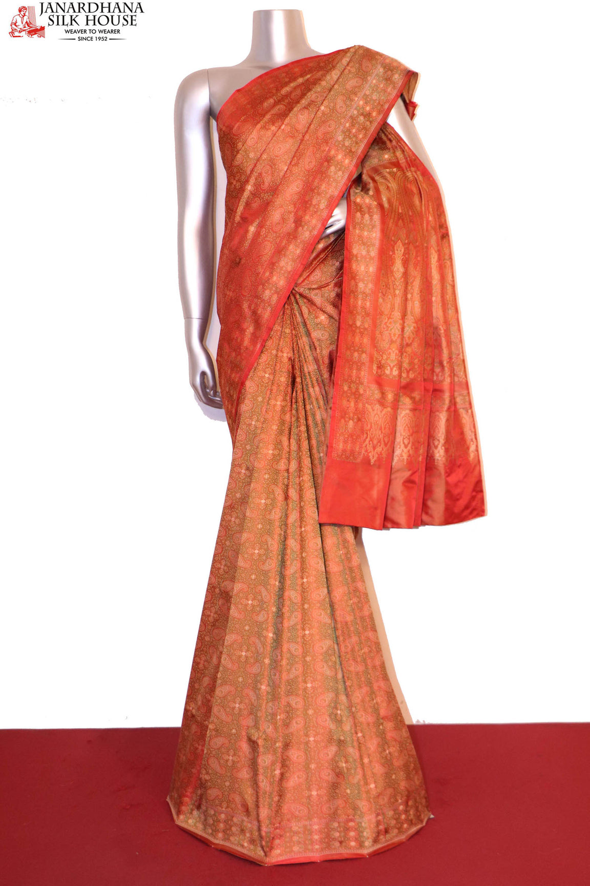 Exquisite Handloom Jamawar Tanchoi Silk Saree-Master Weaves AI207604