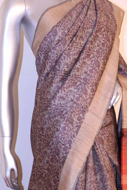 Designer Pure Tussar Silk Saree AH205113