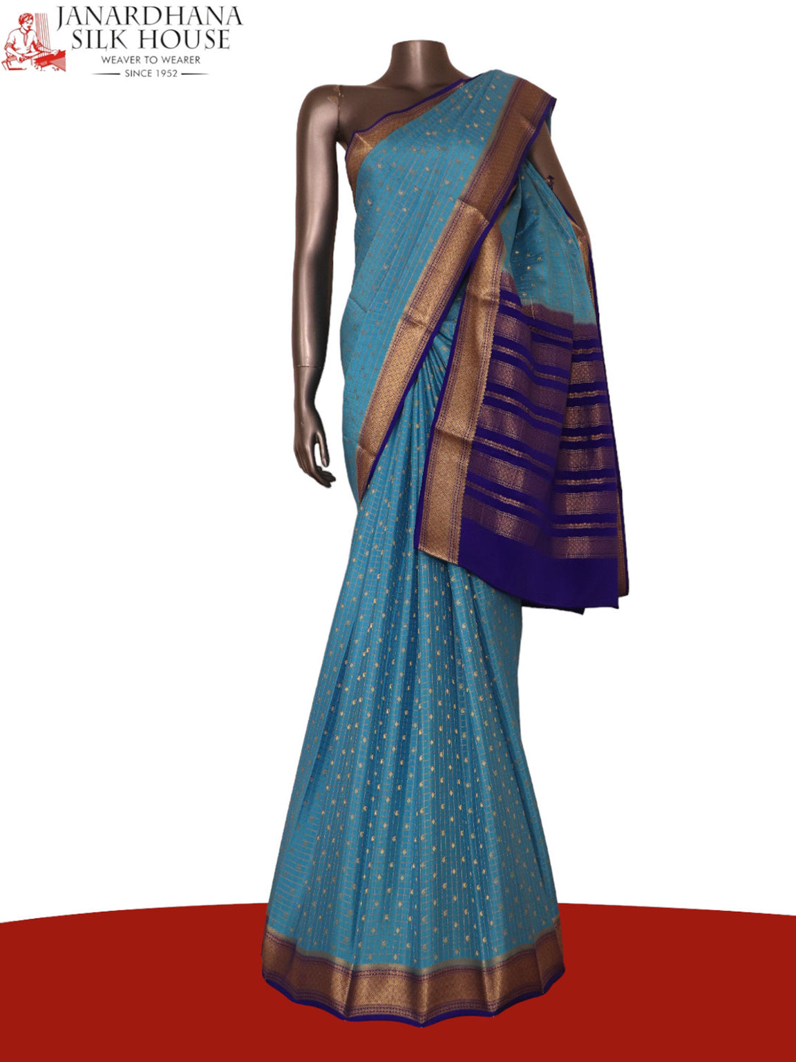 Zari Checks Classic Mysore Crepe Silk Saree AJ210610