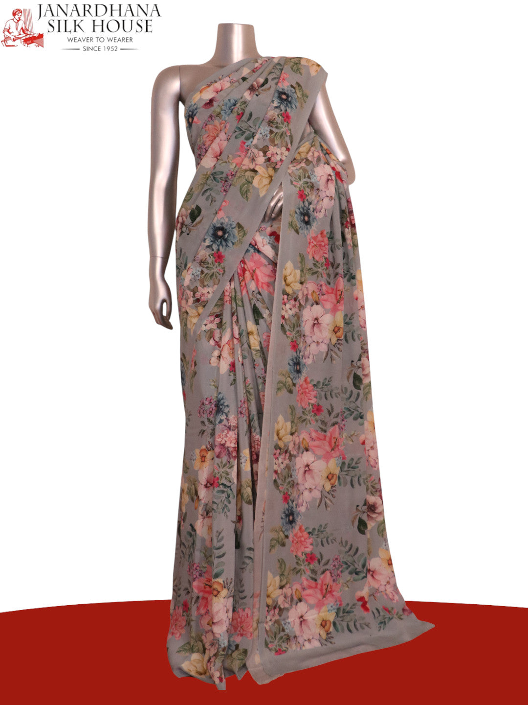 Floral  Pure Crepe Silk Saree AK201486