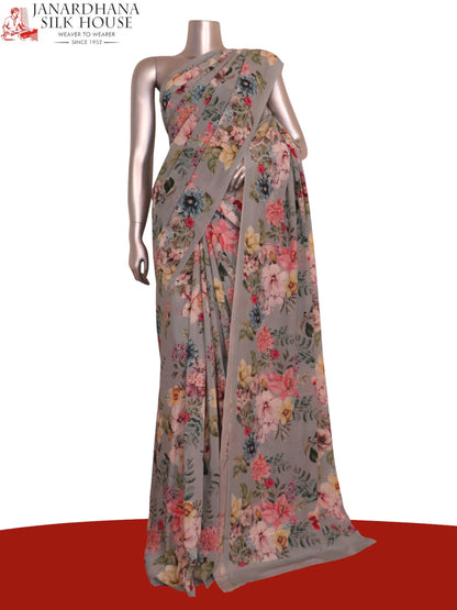 Floral  Pure Crepe Silk Saree AK201486