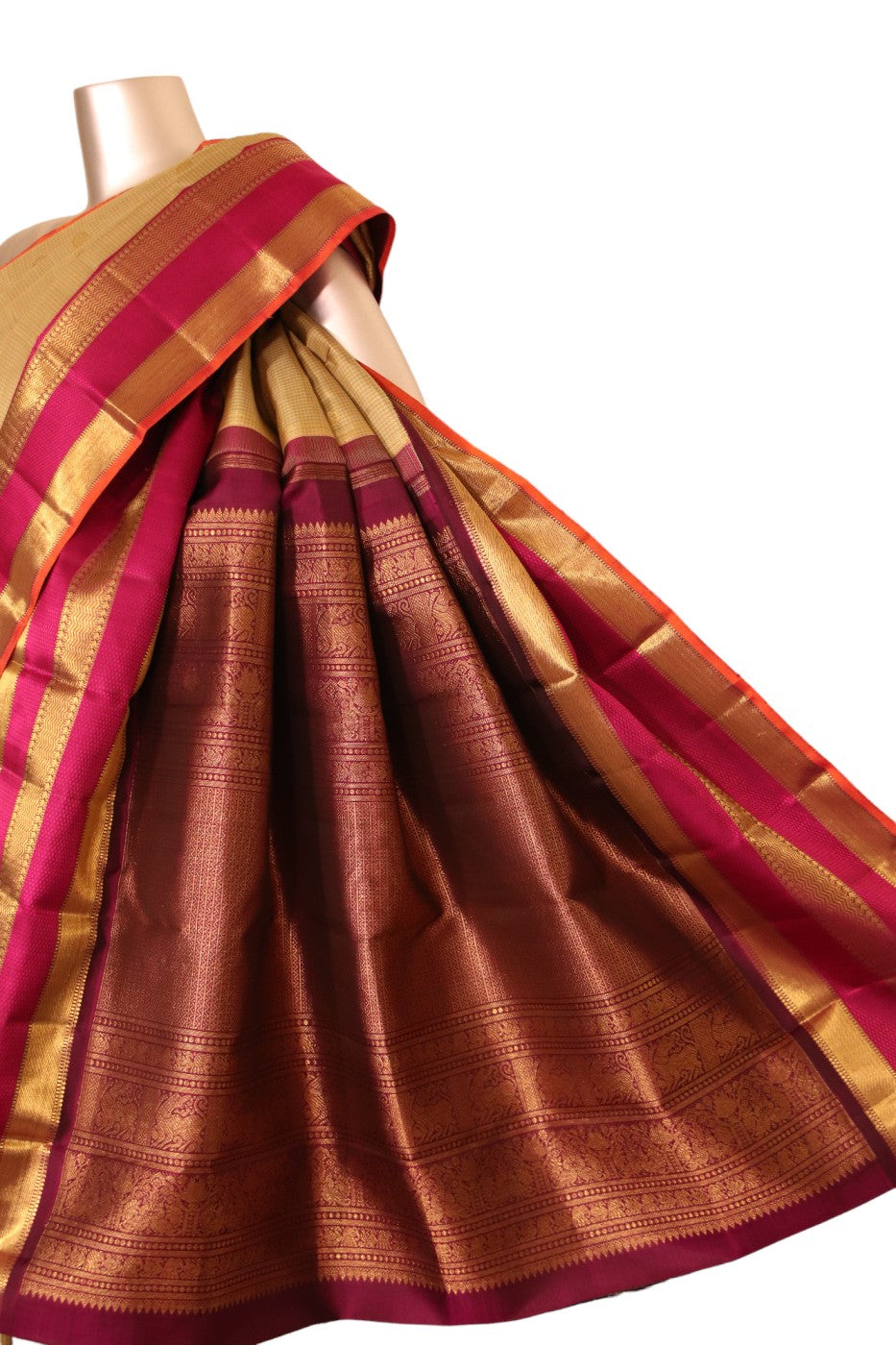 Grand Checks Wedding Kanjeevaram Silk Saree  AJ203725