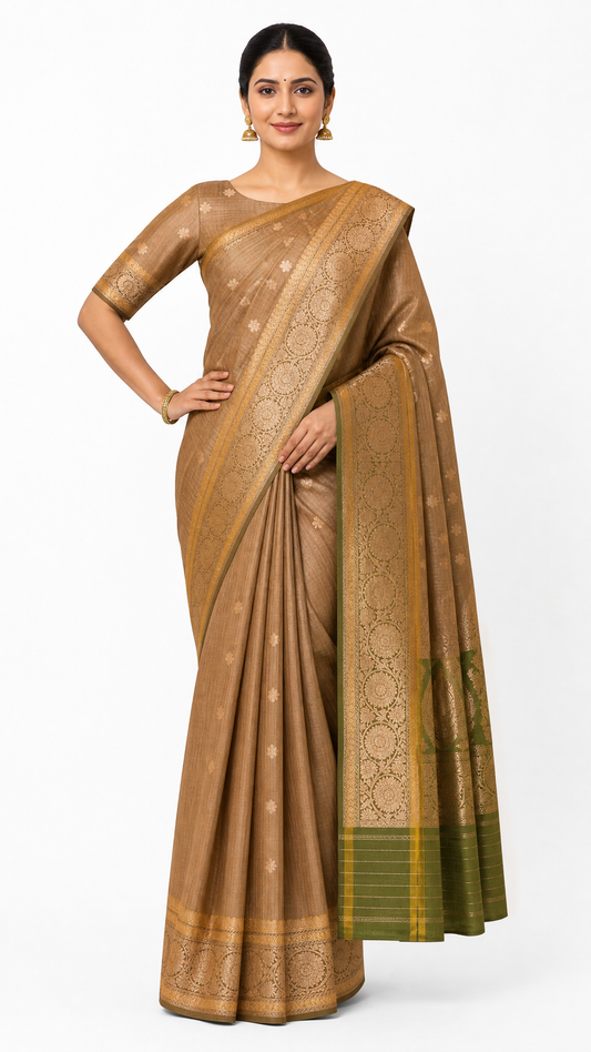 Wedding Exclusive Handloom Tussar Silk Saree AJ206365