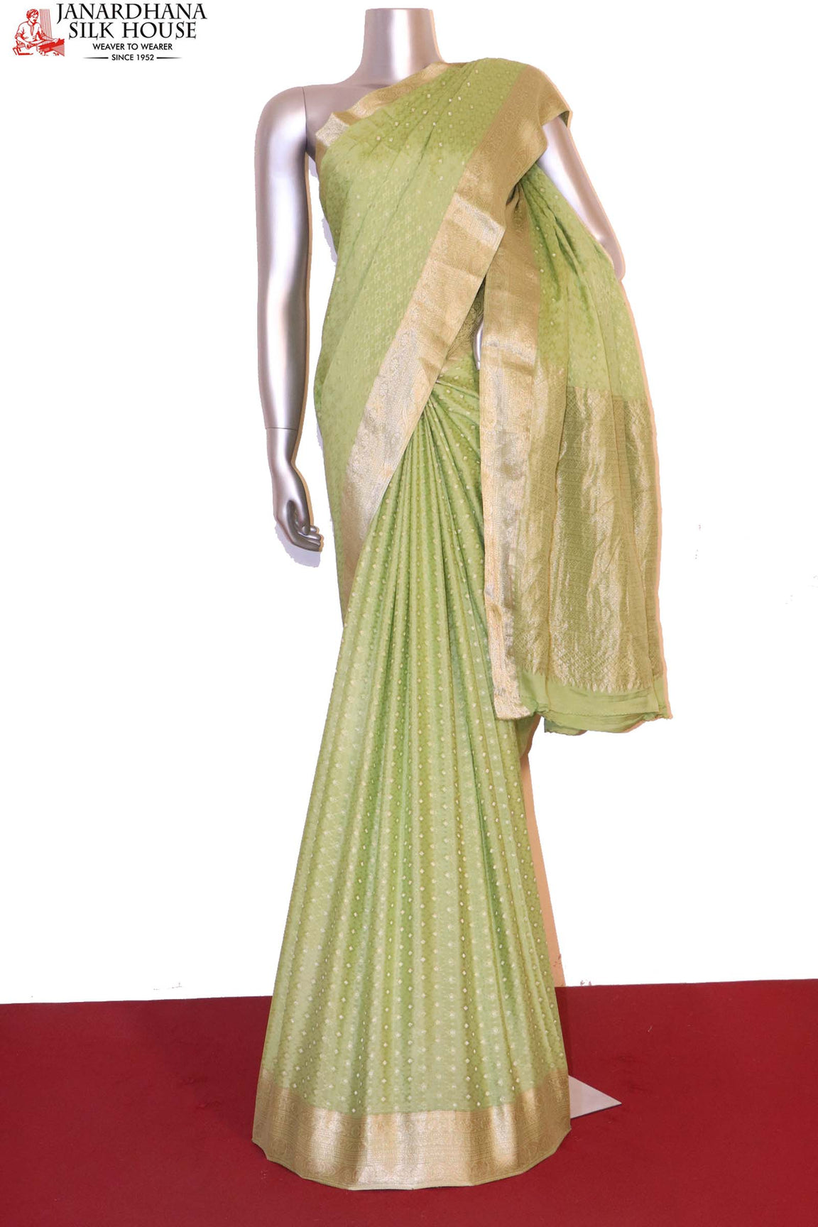 Designer Jacquard Butta Pure Mysore Crepe Silk Saree AI211224