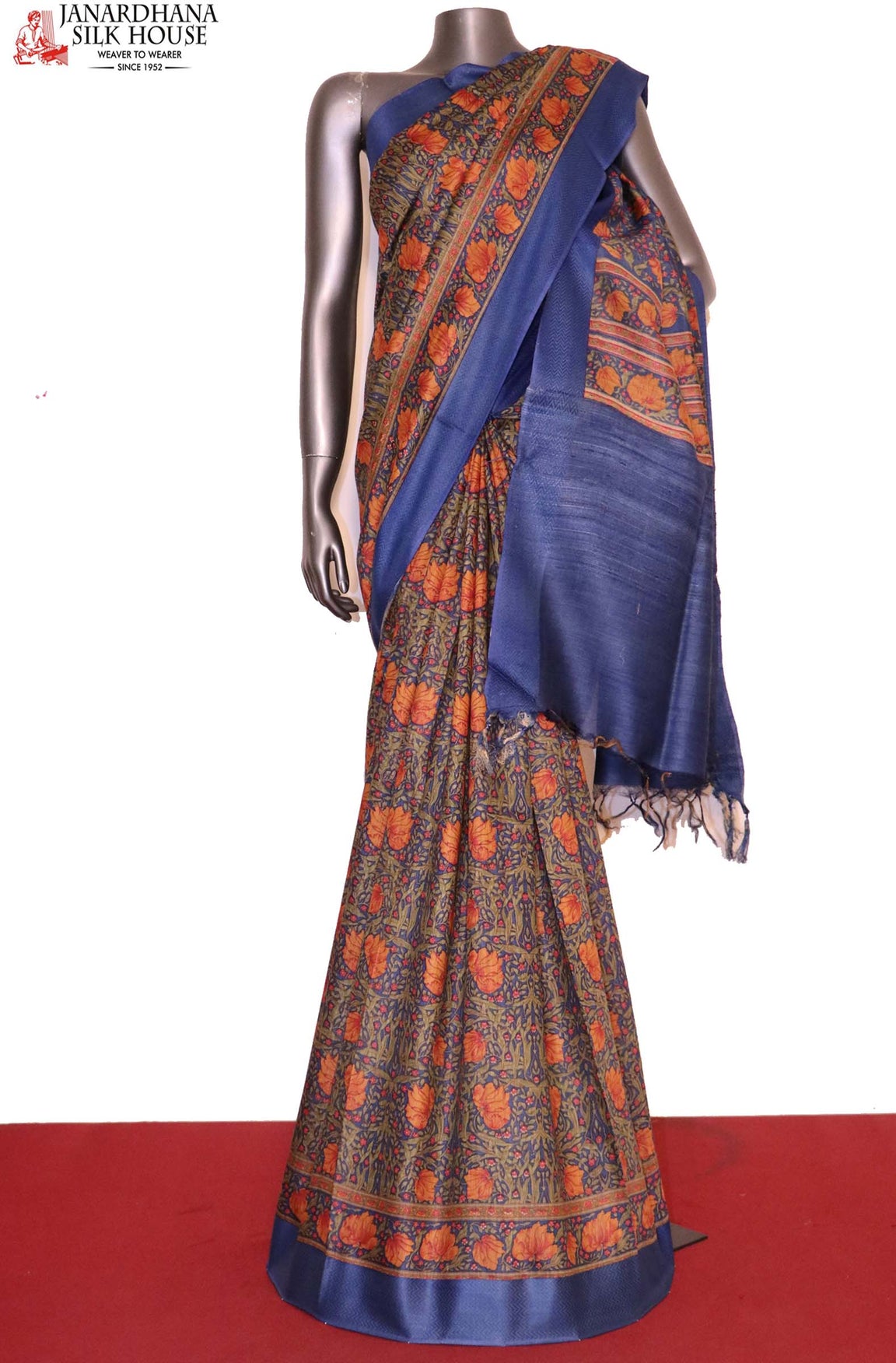 Exclusive Floral Printed Pure Tussar Silk Saree AI208380