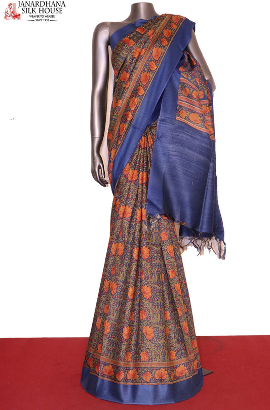 Exclusive Floral Printed Pure Tussar Silk Saree AI208380