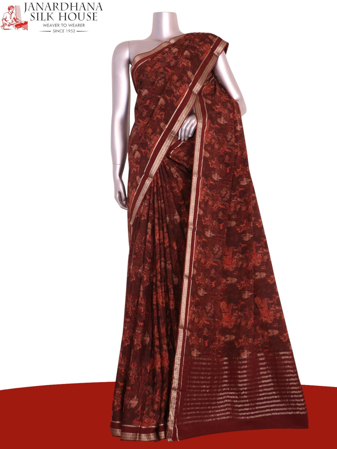 Pure Floral Zari Crepe Silk Saree AL206175