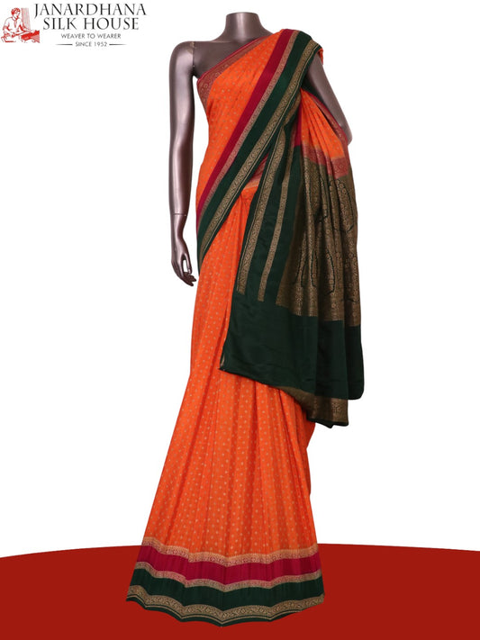 Pure Handloom Zari Butta Banarasi Crepe Silk Saree AL206218
