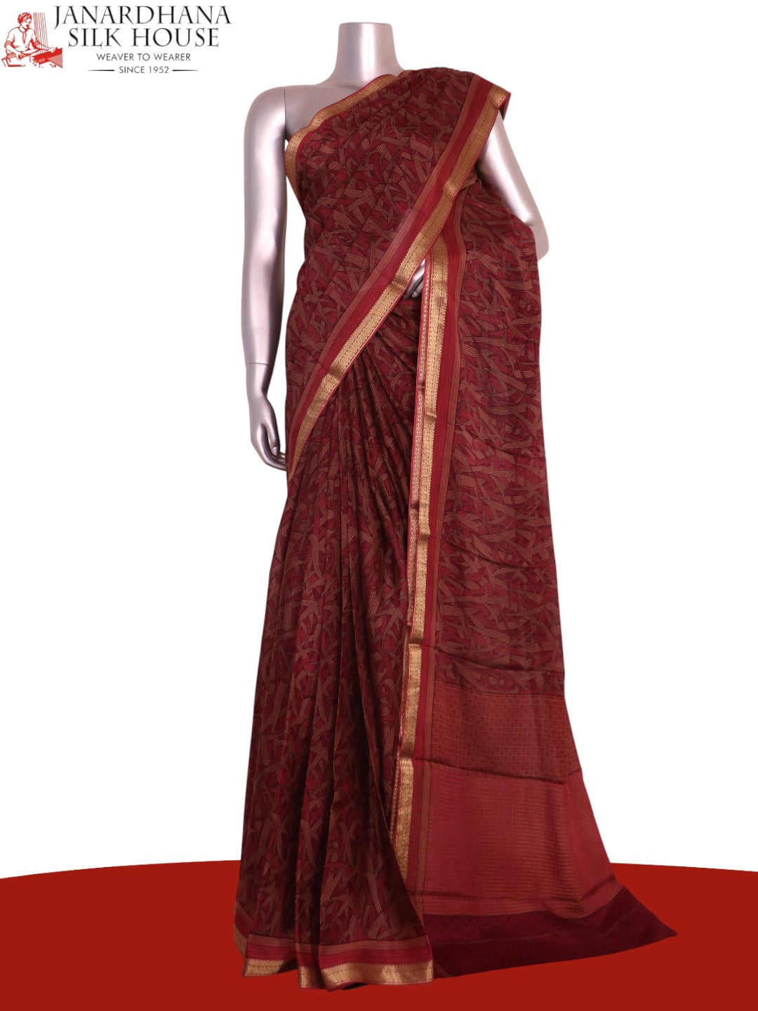 Pure Floral Zari Crepe Silk Saree AL206149