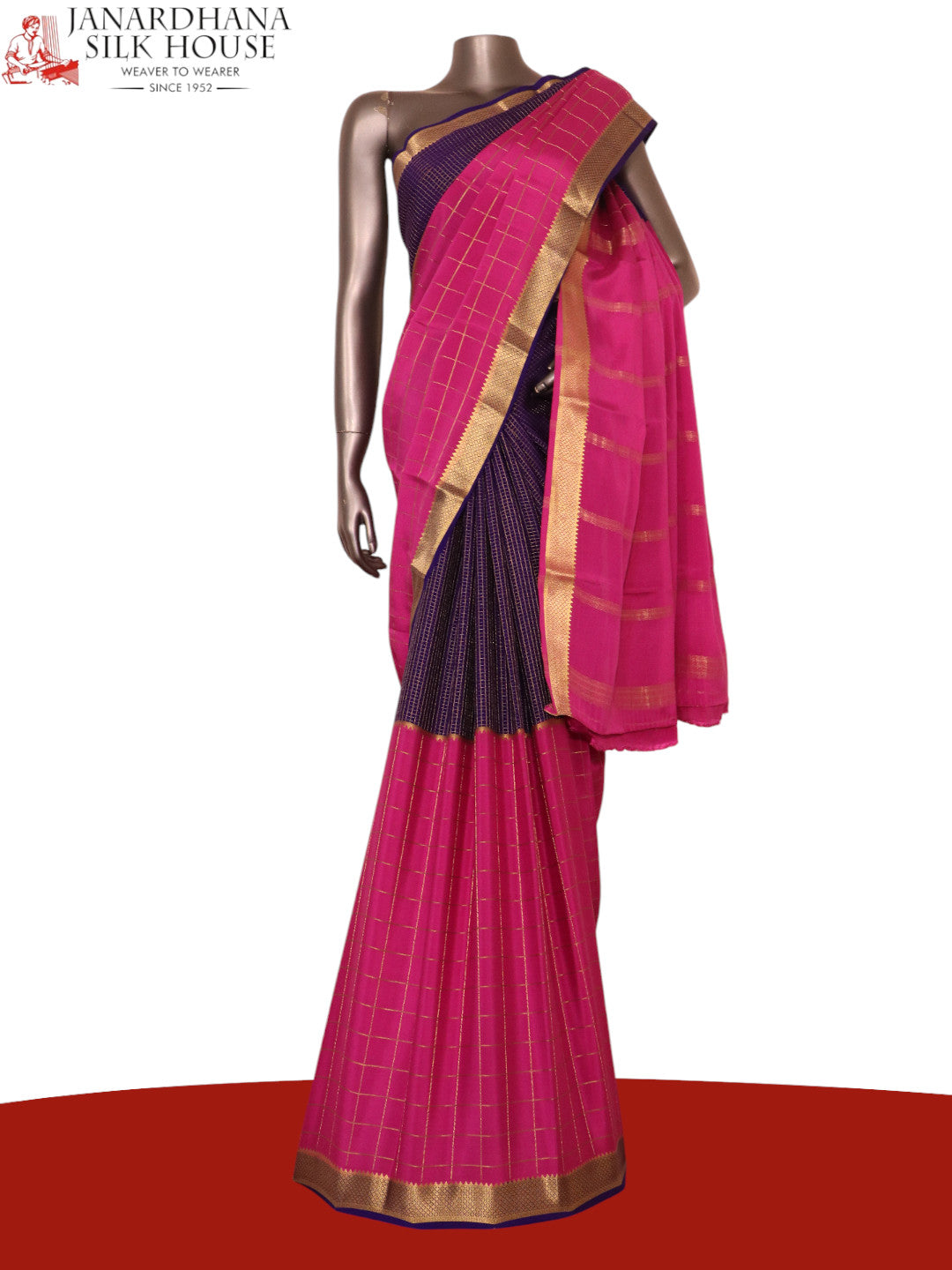 Pure Contrast Mysore Crepe Silk Saree AK209391