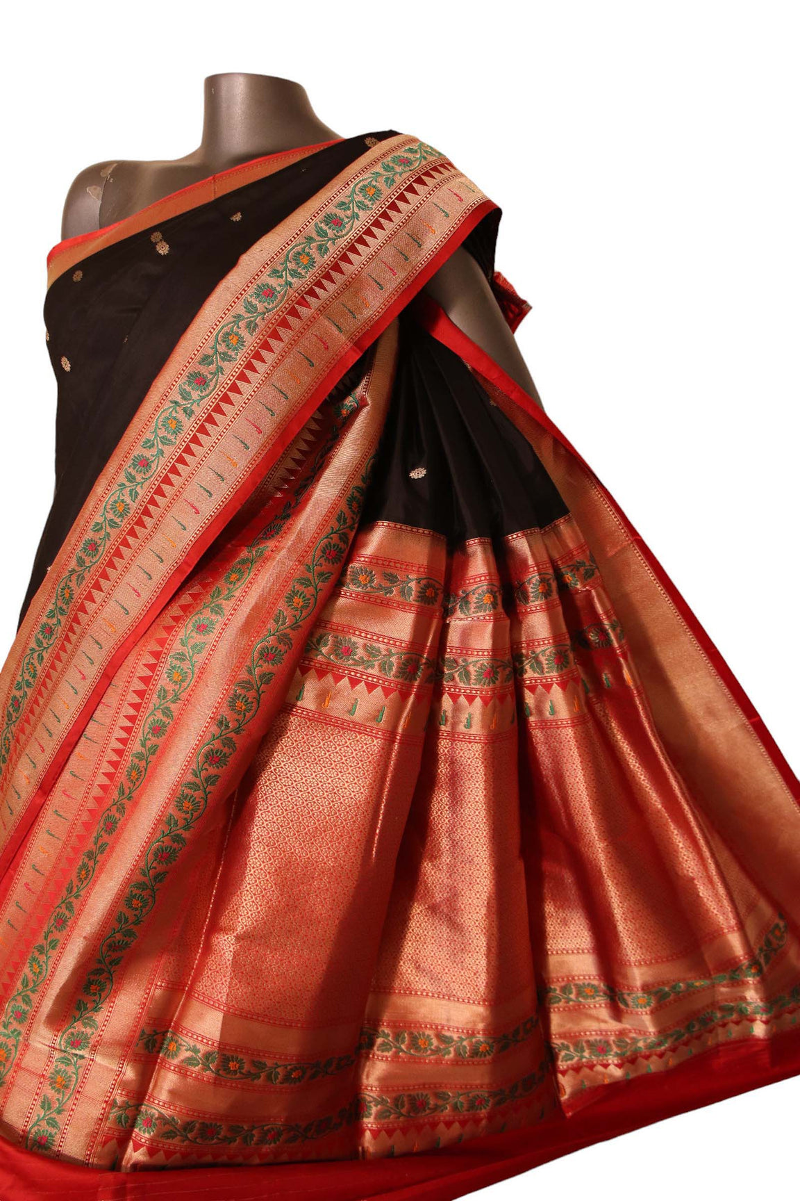 Designer Black Banarasi Silk Saree AJ206391