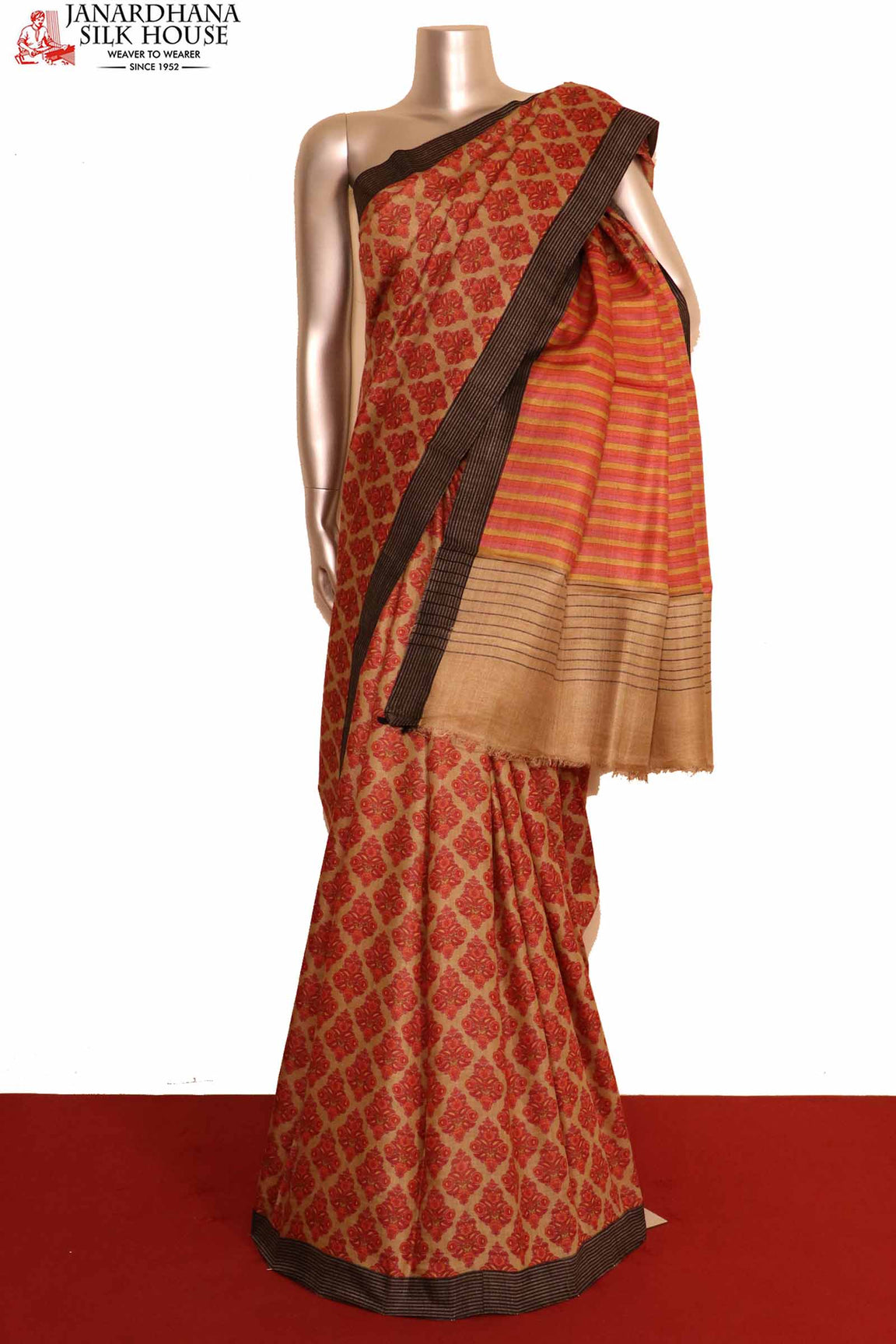 Pure Tussar Pashmina Silk Saree AH205762