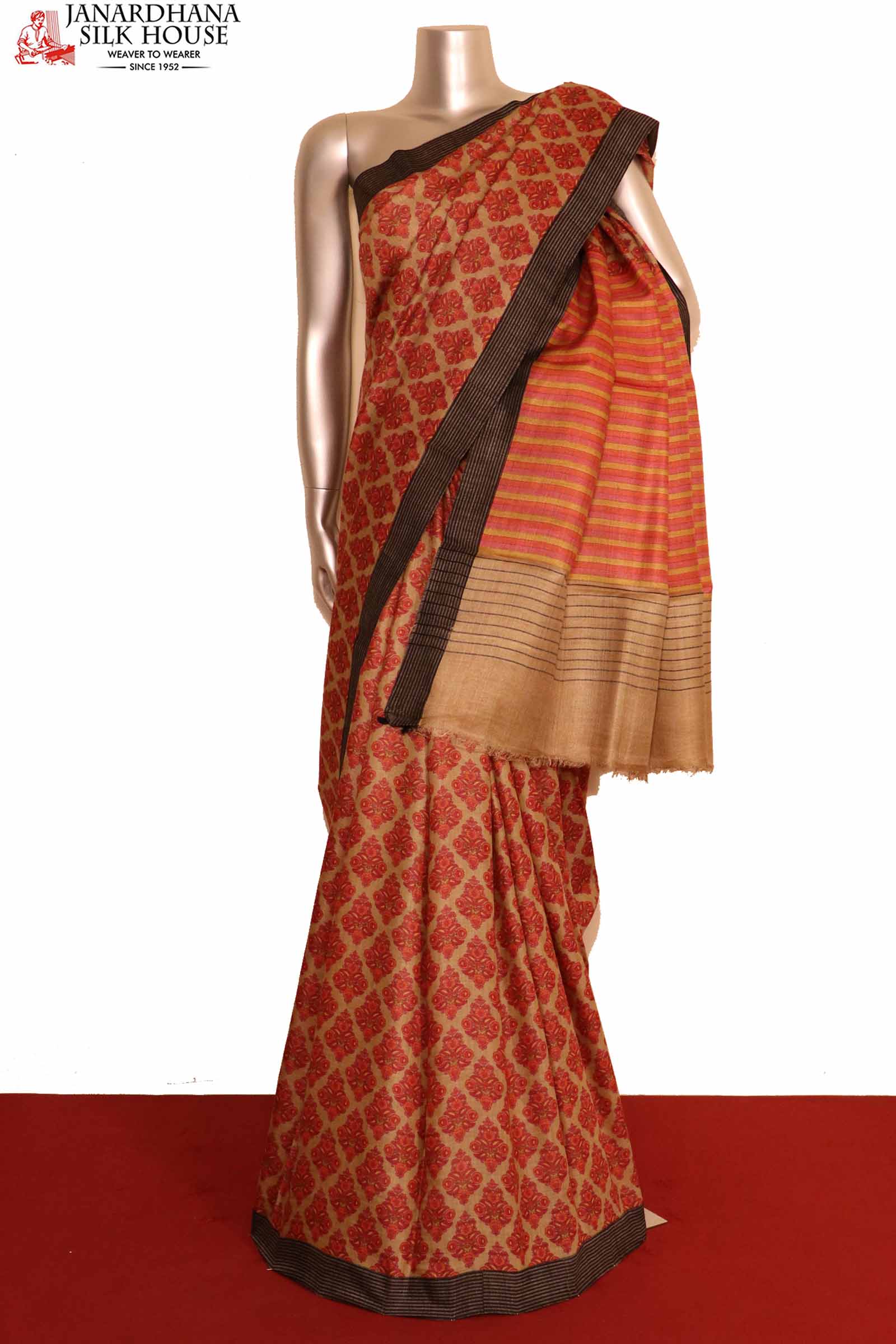 Pure Tussar Pashmina Silk Saree AH205762