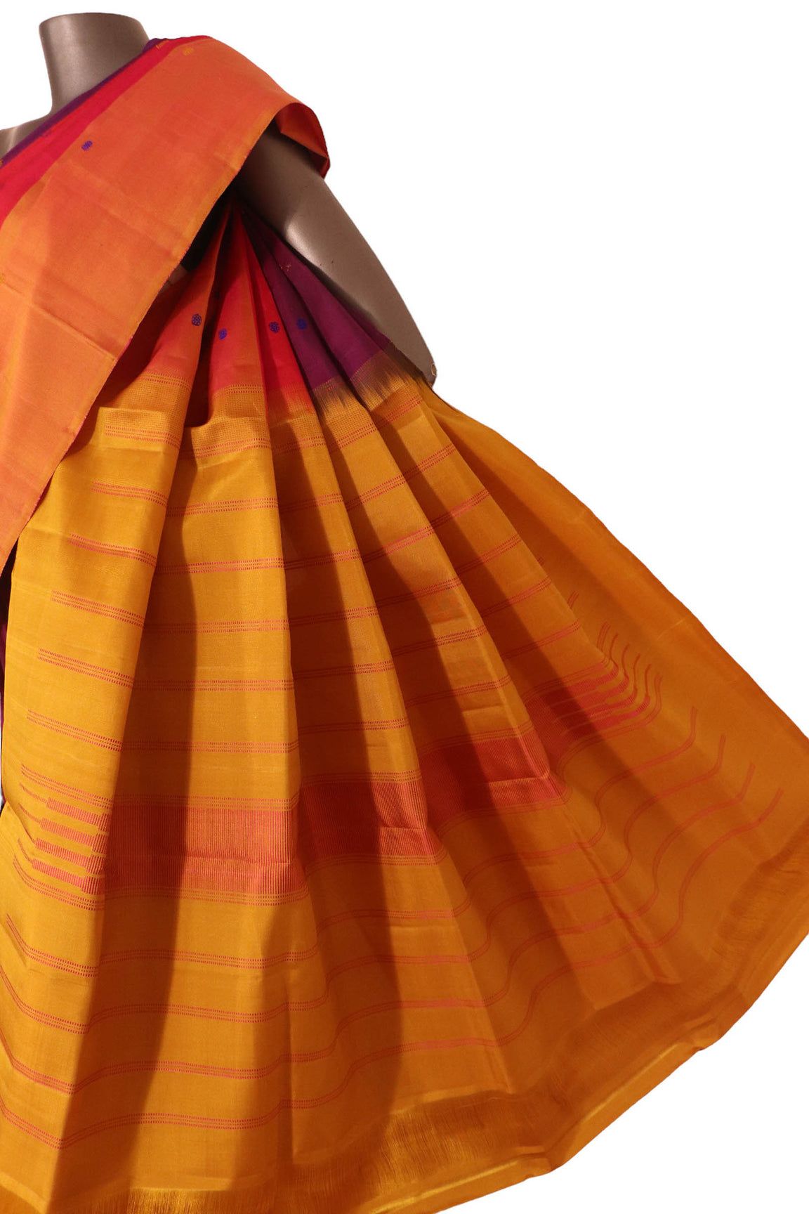 Pure Handloom Thread Muppagam Three Color Kanjeevaram Silk Saree AK201669