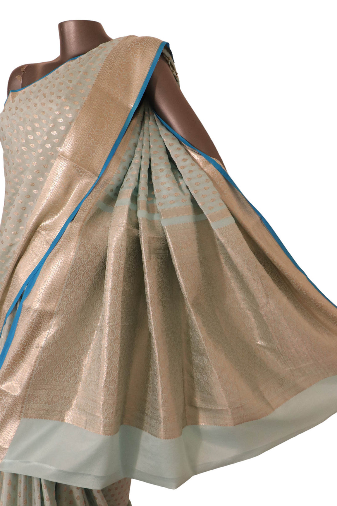 Pure Silver Zari Butta Crepe Silk Saree AK201888