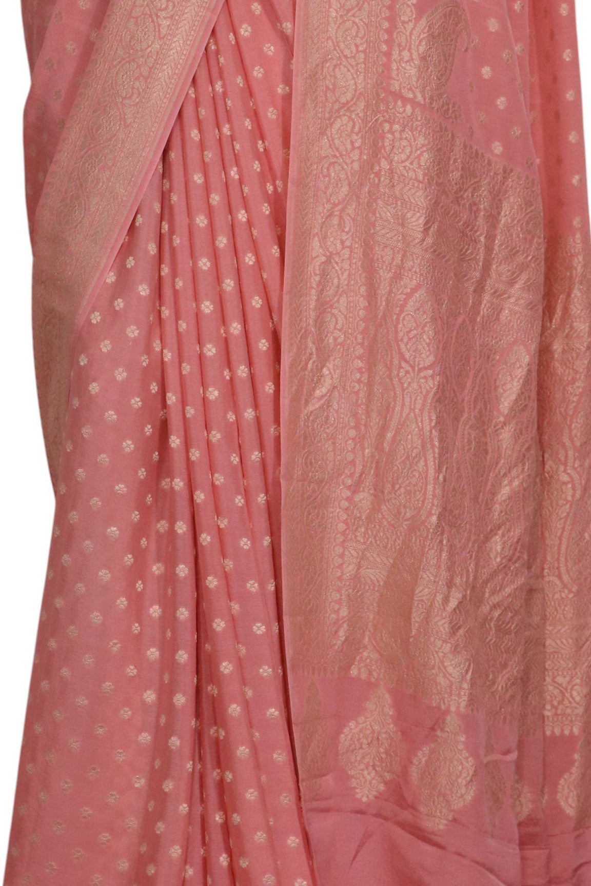 Pure Handloom Zari Butta Banarasi Crepe Silk Saree AL206639