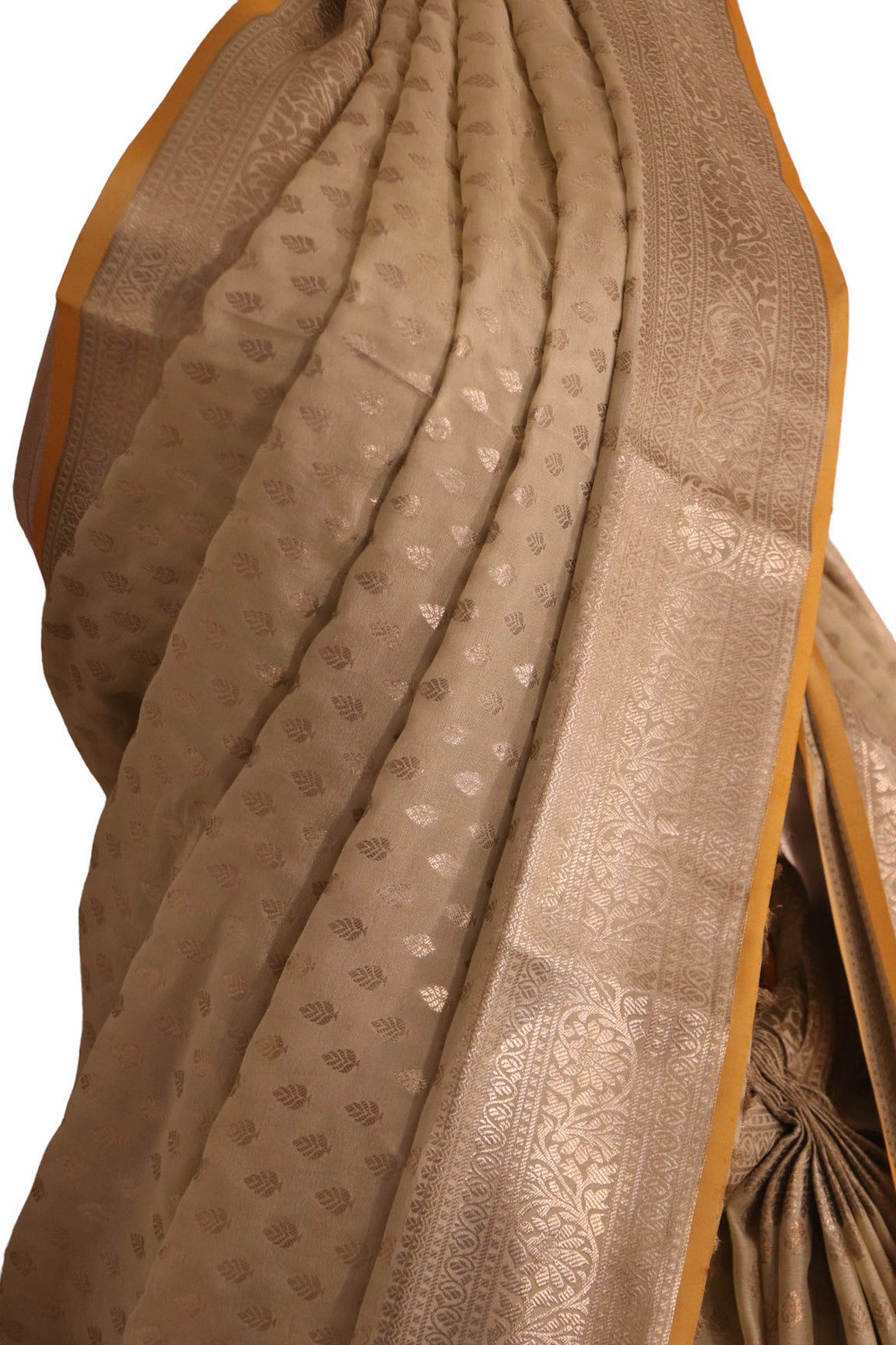 Pure Silver Zari Butta Crepe Silk Saree AK201889
