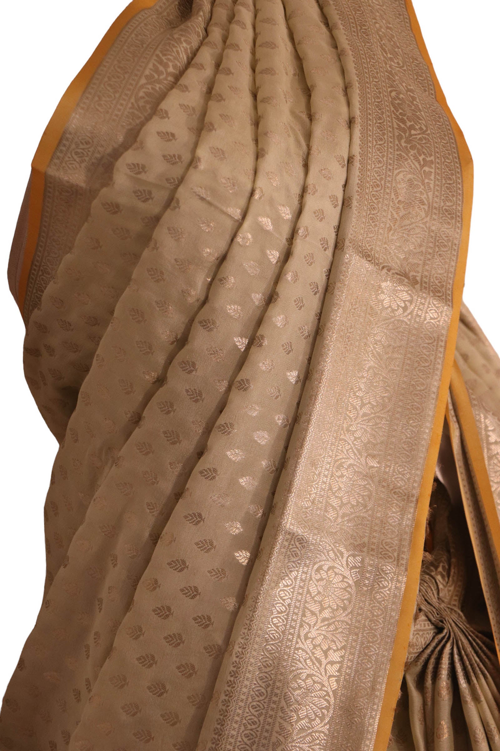Pure Silver Zari Butta Crepe Silk Saree AK201889